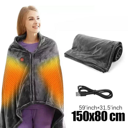 Wearable Heating Electric Blanket Shawl 3 Heated Level Throw Blanket 5v USB Charging Coral Velvet 8 Heated Areas Fast Heating