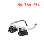 Adjustable LED Headband Magnifier with 10x/15x/20x/25x Interchangeable Lenses — Hands-Free Magnifier for Jewelry Repair, Watchmaking and Reading