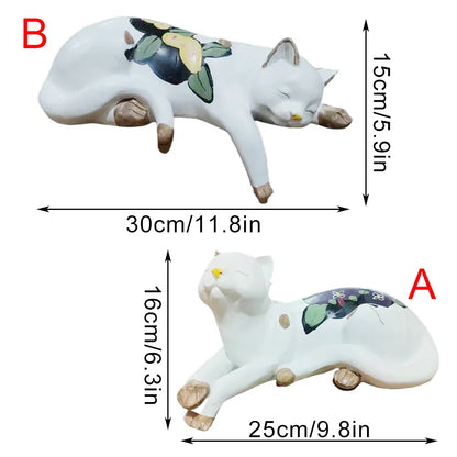 Sleeping Cat Garden Statues Outdoor,Cat Figurine Memorial Statue Makers Garden Resin Sleeping Cat Statues for Garden Decor Cat