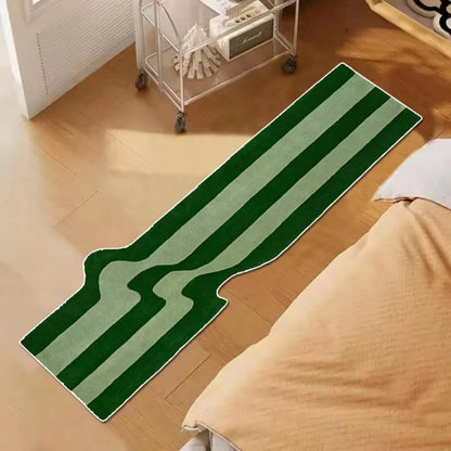 VIKAMA Dark Green Striped Wave Rug Bedside Anti Slip Mat For Bedroom Nordic Style Living Room Bedroom Floor Mat Home Decor