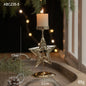 Golden Wrought Iron Christmas Candle Holder - Star, Elk & Tree Holiday Centerpiece for Table Decor
