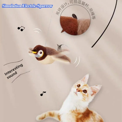 Rechargeable Interactive Plush Bird Cat Toy with Catnip — Touch-Activated Flapping & Chirping, USB Rechargeable