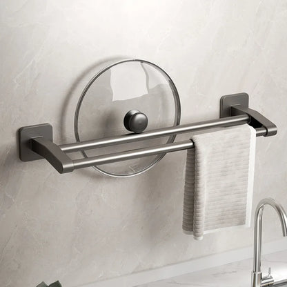 Self-Adhesive Double Towel Bar No-Drill Bathroom Towel Rack White/Gray