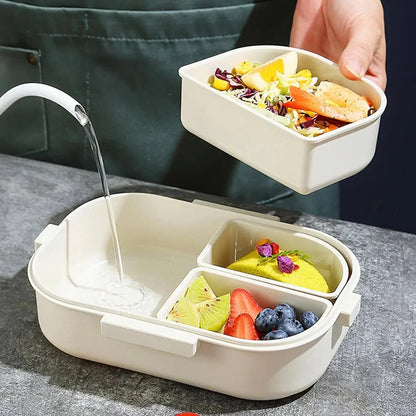 3-Compartment 800ml Lunch Box – Portable Microwaveable Bento Container