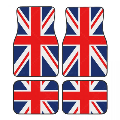 Custom Fit Car Floor Mats Front & Rear Set – Union Jack Flag Design – Non-Slip, Easy Clean