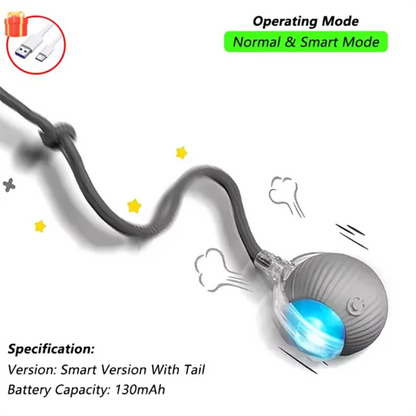 Interactive Smart Cat Toy Ball - USB Rechargeable Automatic Rolling Pet Toy with Obstacle Avoidance & Long Battery Life