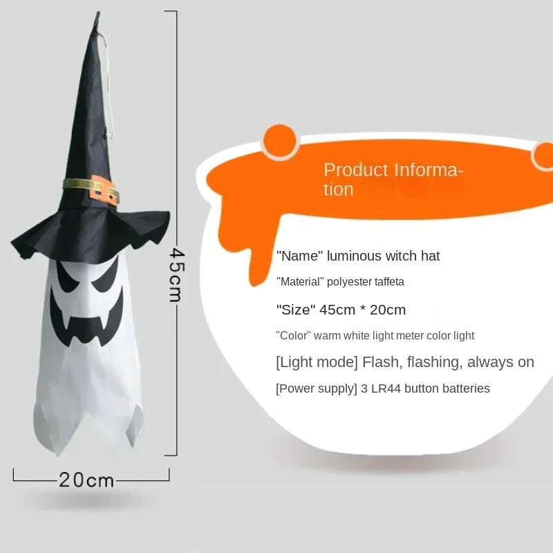 LED Ghost Wizard Hat Halloween Decoration – Indoor & Outdoor Ghost Light for Yard, Garden, Courtyard & Party – Style A or B