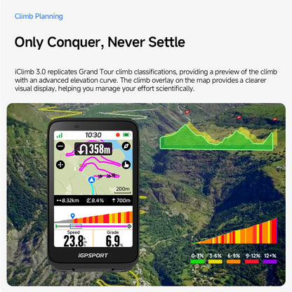 iGPSPORT BiNavi GPS Bike Computer - Touchscreen Map Navigation, 35hr Battery, IPX7, iClimb 3.0, Route Planning