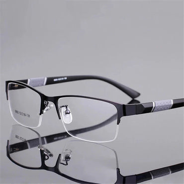 Unisex Half-Frame Reading Glasses - Metal Rectangle Readers for Presbyopia, +1.0 to +3.5 Diopters