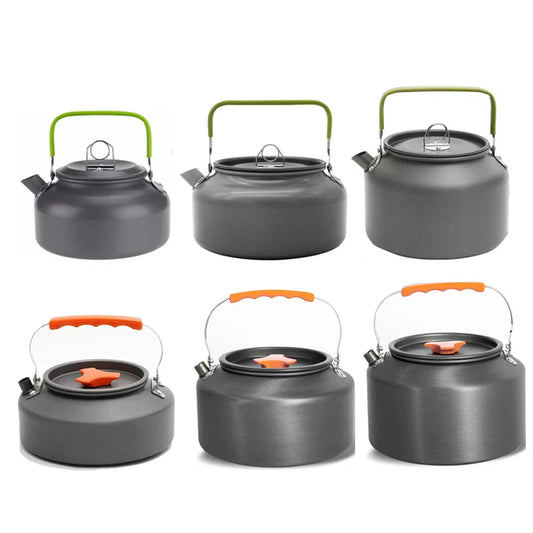 Portable Aluminum Camping Kettle (0.8–2.5L / 27–85 fl oz) — Lightweight Tea & Coffee Kettle for Hiking, Fishing, Picnic & Outdoor Cooking