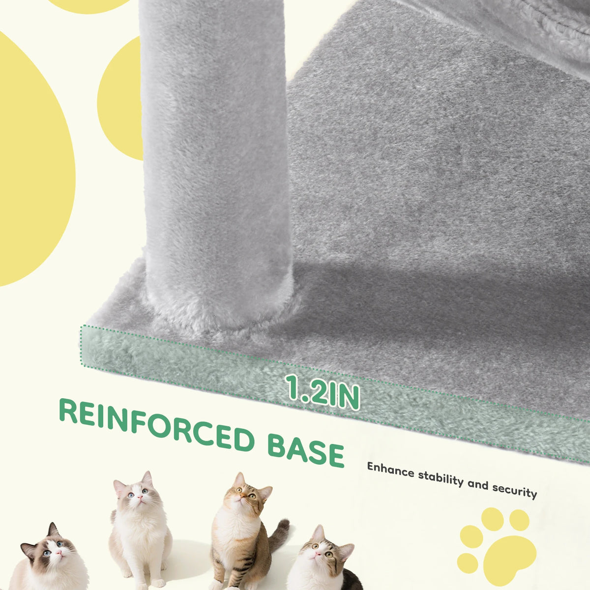 JHK 44" 4-Tier Cat Tree Tower - Condo, Hammock, Sisal Posts, 2 Platforms, 2 Swinging Balls, Anti-Tip, 44lb Rated, Multi-Cat