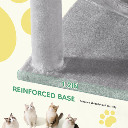 JHK 44" 4-Tier Cat Tree Tower - Condo, Hammock, Sisal Posts, 2 Platforms, 2 Swinging Balls, Anti-Tip, 44lb Rated, Multi-Cat
