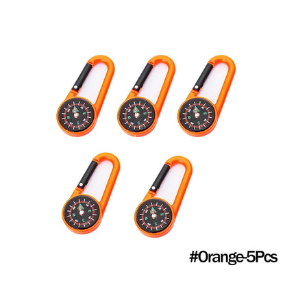 Mini Compass Carabiner Keychain — Camping & Hiking Backpack Buckle Survival Tool