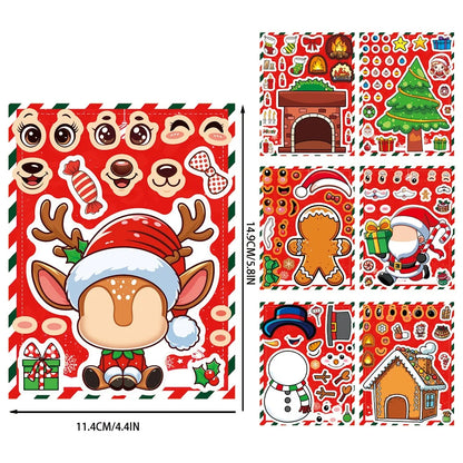8/16PCS Christmas Puzzle Stickers DIY Stickers Gift Stickers Party Stickers Image Stickers Creative Stickers