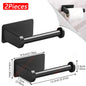 2-Pack No-Drill 304 Stainless Steel Toilet Paper Holder Adhesive Wall-Mount Paper Towel Rack for Bathroom & Kitchen