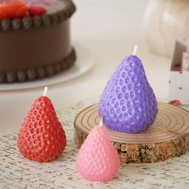 3D Strawberry Silicone Candle Mold - Cute Fruit DIY Candle Making Kit for Valentine's Day, Weddings & Home Decor