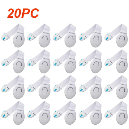 Child Safety Strap Locks — Adhesive No-Drill Cabinet & Drawer Latches, Adjustable, 1-Pack or 10-Pack