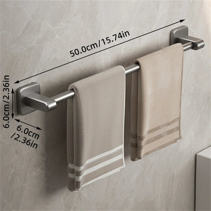 Self-Adhesive Double Towel Bar No-Drill Bathroom Towel Rack White/Gray