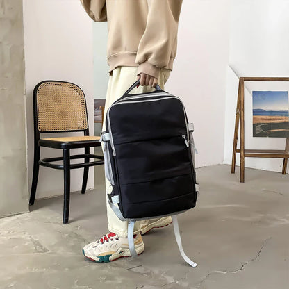 Spacious Travel Backpack – Multifunctional Carry-On with Luggage Strap, Casual Unisex Daypack