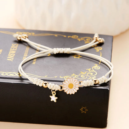 Handmade Braided Sunflower Bracelet – Colorful Adjustable Friendship & Good Luck Charm Bracelet for Women, Boho Jewelry Gift