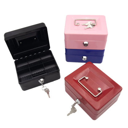 Small Lockable Cash Box with Key – Coin Tray for Coins & Notes