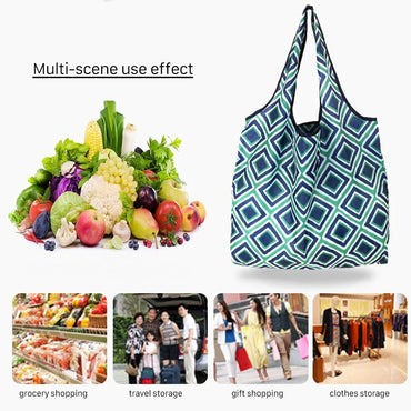 Large Foldable Reusable Shopping Tote Bag, Eco Grocery & Beach Shoulder Bag, Packable Polyester