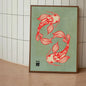 Japanese Red Koi Fish Canvas Wall Art Minimalist Poster