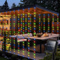 Solar-Powered Outdoor Waterproof Curtain String Lights - 300 LED Fairy Garland 9.8 x 9.8 ft (3 x 3 m) Warm White