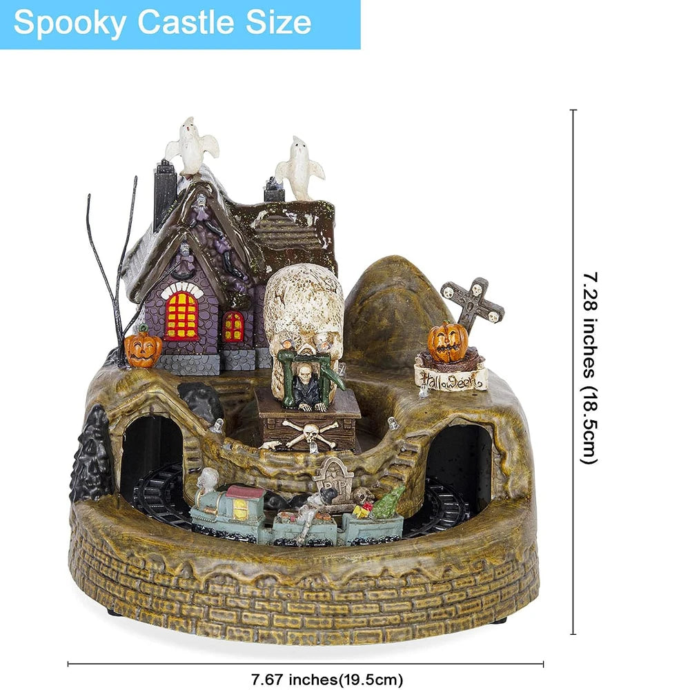 Animated Halloween Village Train Decor with LED Lights