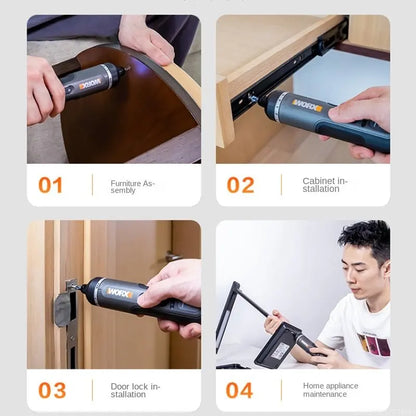 4V Mini Cordless Precision Screwdriver Set, USB Rechargeable — 30-Bit Kit with Quick-Release & LED Options