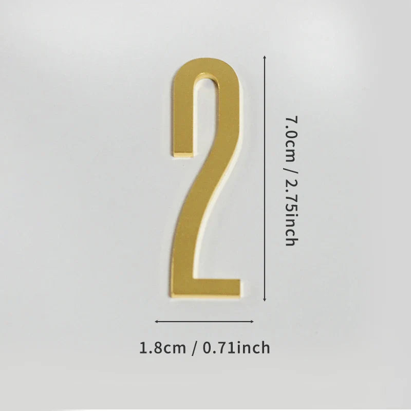 Golden Door Number with Backing Adhesive 7cm Metal House Number Apartment Door Number for Outdoor Hotel Home Mailbox Label