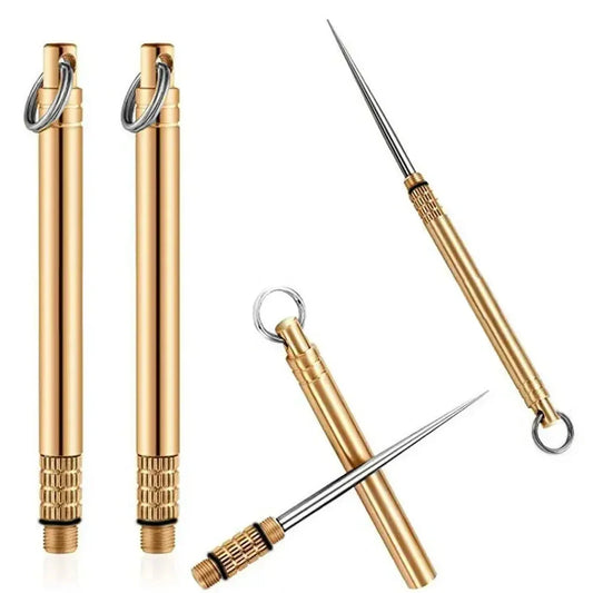 Titanium & Brass Toothpick with Waterproof Bottle Tool