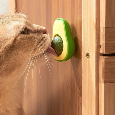 Rotating Stick-On Catnip Ball Toy – Avocado Licking & Teeth-Cleaning Cat Toy, 6 x 4.6 cm (2.36 x 1.81 in)
