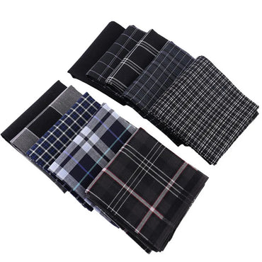 3-Pack 43 x 43 cm (17 x 17 in) 100% Cotton Men's Pocket Handkerchiefs Black Gray Striped and Check Patterns – Wedding Party Business