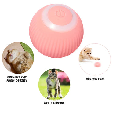 Automatic Rolling Cat Ball Toy – USB Rechargeable Interactive Self-Moving Kitten Toy for Indoor Play