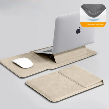 PU Laptop Sleeve with Built-in Stand 13–16 Inch — Slim Protective Case