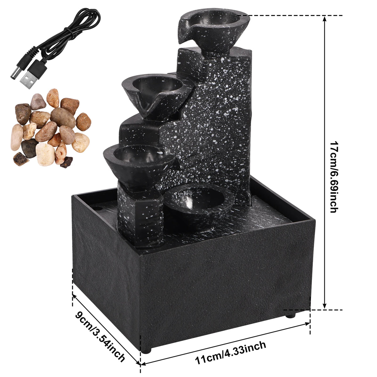 Mini Desktop Waterfall Fountain with Light