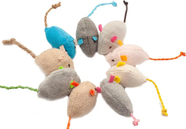 Rattle Catnip Mice Toy — Faux Fur Prefilled Catnip, Interactive Indoor Cat Toys — 3pc & 200pc Pack Options