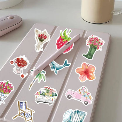 50/100pcs Watercolor Dairy Stickers Decals For Phone Laptop Scrapbook Luggage Helmet DIY Graffiti Aesthetic Stickers Gifts