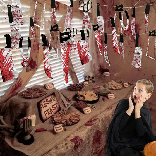 Bloody Halloween Banner - Scarlet Polyester Haunted-House Decor