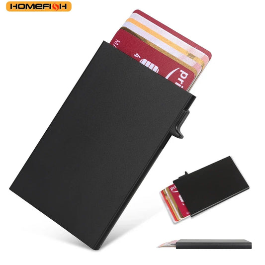 Pop-Up Aluminum Alloy Card Holder - Compact Metal Credit Card & Coin Case, Business Style Unisex
