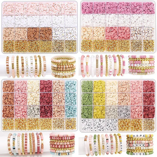 DIY Clay Beads Bracelet Making Kit – Friendship Golden Letter Beads for Jewelry Making, Gifts for Women & Teens