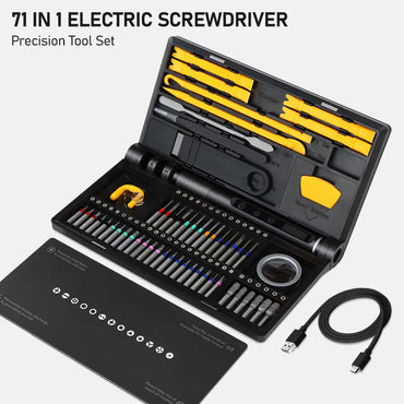 71-in-1 Precision Screwdriver Set – Cordless Electric & Manual Repair Kit for Phones, PCs & Laptops (42 Magnetic Bits, 0.52 N·m Torque)