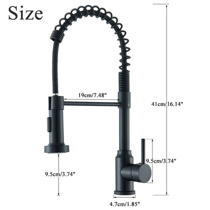 Pull-Down Kitchen Faucet Single Handle 360° Swivel Dual-Function Spray – Stainless Steel Sink Faucet (Black, Brushed Nickel, Chrome)