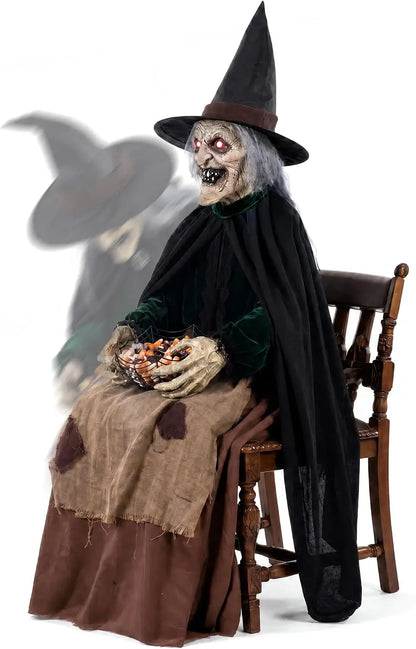 4.6 ft Animated Halloween Witch, Motion and Sound Activated