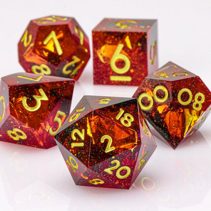 Handmade Resin 7-Piece D20 Polyhedral Dice Set for Dungeons & Dragons & Tabletop RPGs