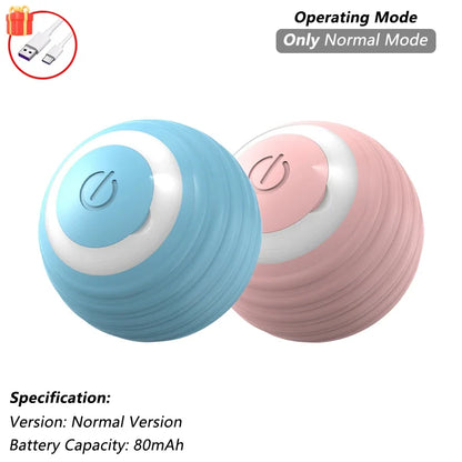 Rechargeable Interactive Cat Ball Toy — Automatic Rolling Smart Toy with Tail, LED & Obstacle Avoidance