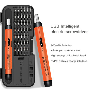 Precision Rechargeable Electric Screwdriver Set, 38-Piece Mini Wireless Repair Kit for Phones, Laptops & Electronics