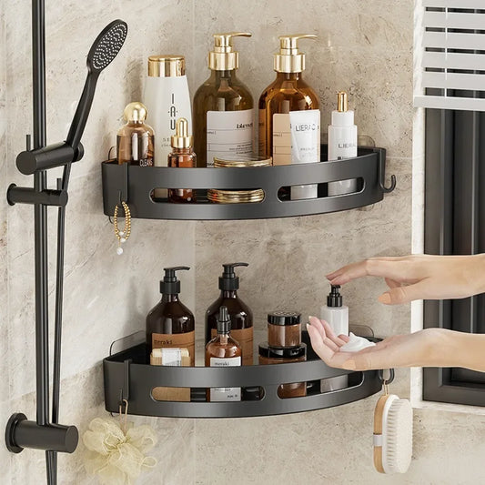 Adhesive Bathroom Shelf Shower Caddy No-Drill Corner Towel Holder Floating Storage Organizer (1/2/3 Pack)