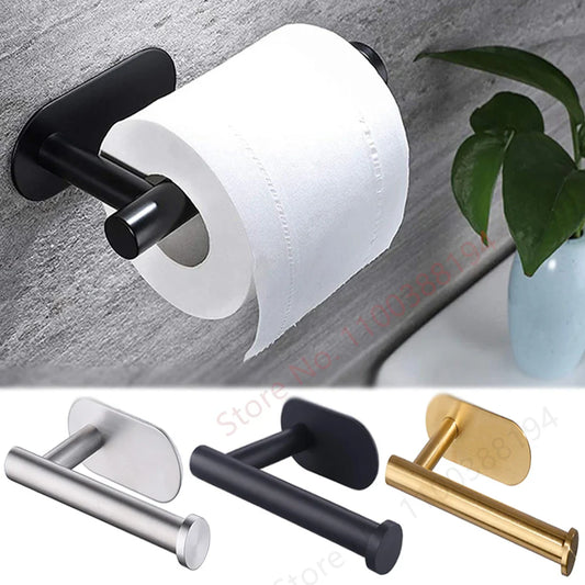 Self-Adhesive Stainless Steel Toilet Paper Holder — No-Drill Wall Mount Tissue & Towel Dispenser (Holds up to 30 cm / 11.8 in)